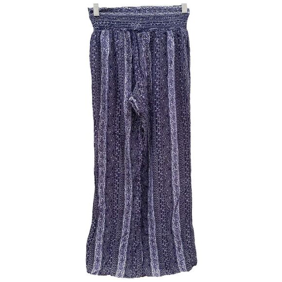 CABI Villa Palazzo Navy Blue Wide Leg Smocked Waist Pants S 5704 Boho - Picture 6 of 10